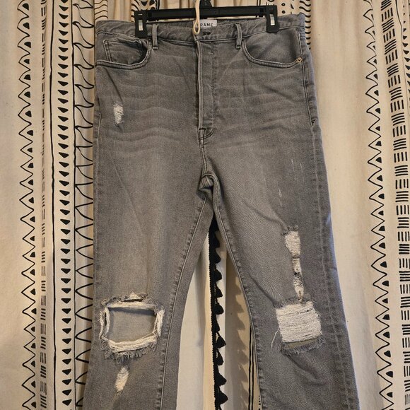 Frame Denim Denim - Frame Le Original Jeans Womens Ash Gray Distressed High Rise size 33